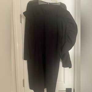 Christian Siriano Black Off-the-Shoulder Puff Sleeve Sheath Dress